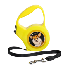 Поводок-рулетка для собак Пушистое счастье I love corgi 4793826 желтый 3 м