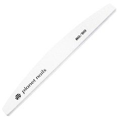 Planet Nails 20205 Пилка для ногтей широкая полукруглая белая 80/80