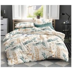 Комплект постельного белья Миланика "Луговые травы", 2-спальный с простыней Евро, Сатин-твил 100% хлопок, наволочки 70х70-2 шт. 50х70-2шт. Milanika