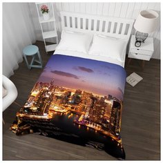 Покрывало стеганое "Бухта в городе", Евро Сирень