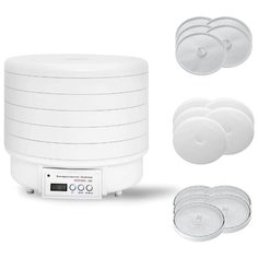 Сушилка для овощей и фруктов ВОЛТЕРА 500 с таймером и симисторным блоком управления + 5 поддонов решето + 5 сетчатых поддонов + 5 сплошных поддонов для пастилы