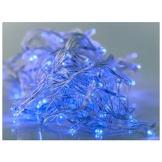 Гирлянда светодиодная ECOLA 220V IP44 Нить 15м 200Led Синяя Blue, 8 режимов, прозрачный провод с вилкой
