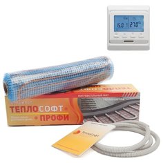 Теплый пол 5 м.кв. Нагревательный мат с электронным терморегулятором Теплософт