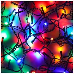 Гирлянда электрическая вьюн 9м, 100 LED,мультицвет, 8 реж, темный. провод, 220В Сноубум