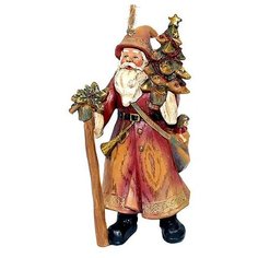 Статуэтка-подвеска САНТА С ОХОТНИЧЬИМ РОГОМ, полирезин, 7.4х4.2х13.3 см, Forest Market 3D1105