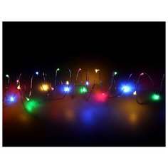 Гирлянда КАПЕЛЬКИ, 30 разноцветных mini-LED, серебристая провод-проволока, 1.8+0.3 м, контроллер, батарейки, SNOWHOUSE L