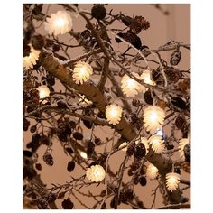 Гирлянда ЛЕДЯНЫЕ ШИШКИ с 10 теплыми белыми LED-огнями, 90+30 см, прозрачный провод, батарейки, Kaemingk 481573