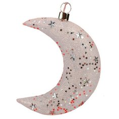 Подвесной декоративный светильник ЗВЁЗДНЫЙ МЕСЯЦ, стекло, бело-серебристый, тёплые белые микро LED-огни, 17 см, батарейк DUE Esse Christmas