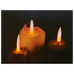 Светодиодное настенное панно ГОРЯЩИЕ СВЕЧИ с LED огнями, 30х40 см, Kaemingk 482603-1