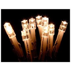 Гирлянда ЗИМНИЕ КАПЕЛЬКИ 48 тёплых белых LED-огней, 3.6+0.5 м, чёрный провод, батарейки, уличная, Koopman International