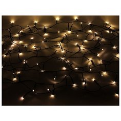 Светодиодная гирлянда НИТЬ ОБЪЕМНАЯ, 120 теплых белых LED ламп, 9м, черный PVC провод, контроллер, уличная, Kaemingk 494