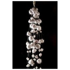Гирлянда СНЕГОПАД белая с блестками и бусинами, 78 см, Kaemingk 474091
