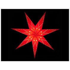 Подвесная звезда-плафон РОЖДЕСТВЕНСКАЯ ЗВЕЗДА бумажная, красная, 10 LED ламп, 70 см, батарейки, SNOWMEN Е96393
