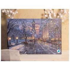 Светящееся оптико-волоконное настенное панно НЬЮ ЙОРК - ЦЕНТРАЛЬНЫЙ ПАРК, 38x58 см, батарейки, Kaemingk 482581-парк