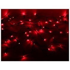 Светодиодная гирлянда НИТЬ ОБЪЕМНАЯ, 180 красных LED ламп, 13,5м, черный PVC провод, контроллер, уличная, Kaemingk 49415