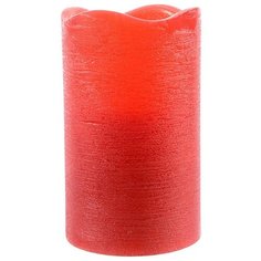 Электрическая восковая свеча КЛАССИКА, красная, тёплый белый LED-огонь, таймер, 7.5x12.5 см, Kaemingk 483380