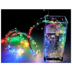 Гирлянда ЛУЧИ (роса), 120 ультра ярких разноцветных mini-LED огней на серебристой проволоке, 6*2 м+3 м, контроллер, улич Snowhouse