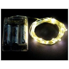 Гирлянда КАПЕЛЬКИ, 30 тёплых белых mini-LED ламп, серебристая провод-проволока, 1,8 м, батарейки, SNOWHOUSE LDM30-WW-BO