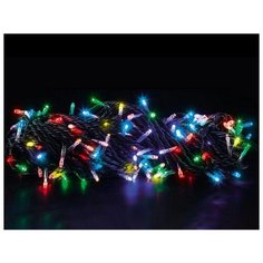 Светодиодная гирлянда РАДУЖНЫЕ БЛИКИ , 200 RGB LED-огней, 20+1.5 м, коннектор, зеленый провод, уличная, Торг-Хаус