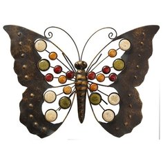Настенное интерьерное украшение БАТТЕРФЛЯЙ, металл, 43х31 см, Boltze