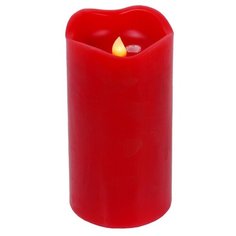 Свеча-проектор ОБВОРОЖИТЕЛЬНЫЕ СНЕЖИНКИ, красная, 4 красных LED-огня, 15 см, таймер, батарейки, Kaemingk