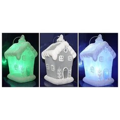 Заснеженный ДОМИК с LED - светодиодной подсветкой (RGB), 7х6х11 см, на батарейке, SNOWHOUSE
