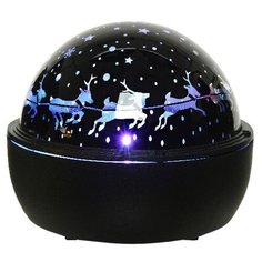 Настольный проектор ПОЛЁТ САНТЫ В ЗВЁЗДНОМ НЕБЕ, LED-огонь, смена цветов, 16x13 см, таймер, батарейки, Kaemingk