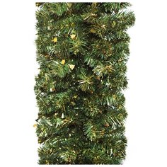 Гирлянда РОЖДЕСТВЕНСКАЯ 8 зеленая с золотой мишурой, хвоя - PVC, 270х23 см, MOROZCO
