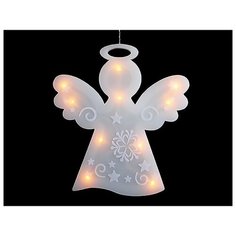 Светильник декоративный АНГЕЛ с подсветкой 10 теплыми белыми LED - светодиодиодами, батарейки, таймер, на присоске, 20,5х22 см, SNOWHOUSE