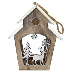 Украшение-подвеска ЗИМНИЙ ДОМИК, дерево, 12х7х15.5 см, Hogewoning