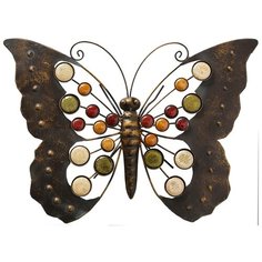 Настенное интерьерное украшение БАТТЕРФЛЯЙ, металл, 43х31 см Boltze