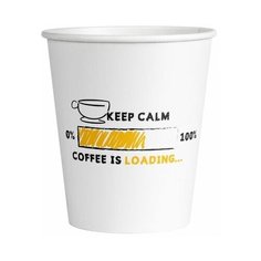 Стакан бумажный 250 мл, "Загрузка" однослойный (50 шт в упаковке) ИнтроПластика