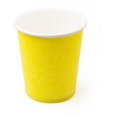 Стакан бумажный 250 мл, желтый, однослойный (50 шт) ИнтроПластика