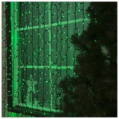 Гирлянда "Занавес" улич. УМС, 2х3 м, каучук Н.Т, LED-760-220V, шнур питания Н.Т, ЗЕЛЕНЫЙ 2332857 Luazon Lighting