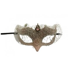 Венецианская маска Volpina, розовая с вуалью Giacometti