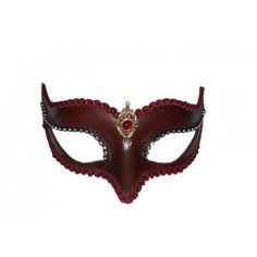 Венецианская маска Volpina, бордовая с тесьмой Giacometti
