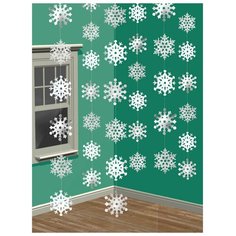 Новогодняя декорация: Гирлянда из снежинок на Новый год Amscan