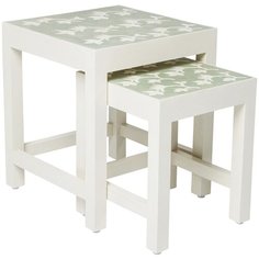 KARE Design Столик приставной Osaka, коллекция "Осака", количество предметов 2, ручная работа 40*46*40, Манго, МДФ, Верблюжья кость, Зеленый