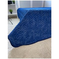 Покрывало стеганое из софта 230/250, темно-синий. Farfalina