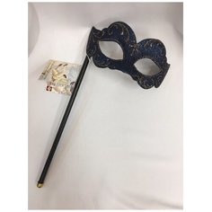 Венецианская маска с золотым узором на палочке Giacometti