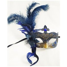 Синяя венецианская маска с перьями Giacometti