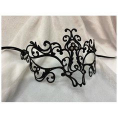 Венецианская маска черная с глиттером Bocciolo Giacometti