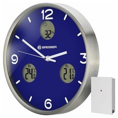 Часы настенные Bresser MyTime io NX Thermo/Hygro, 30 см, синие