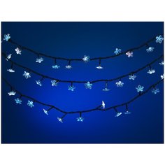 Электрогирлянда Snowmen "Снежинка", 140 лампочек, синий, 7,2 м + 1,5 м (Е50542)
