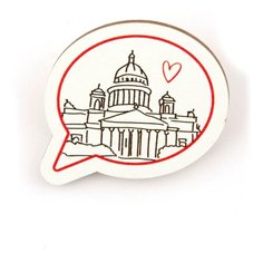 Значок деревянный брошь СПб. Исаакий бижутерия сувенир Питер Орландо