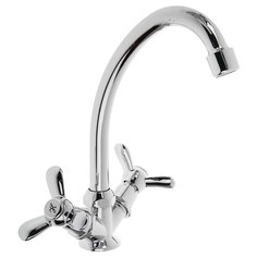 Смеситель для кухни (мойки) Accoona A56 A5679 двухрычажный сере6ристый