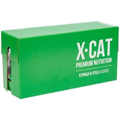 Влажный корм для кошек X-CAT с курицей, с уткой 24 шт. х 85 г (кусочки в соусе)