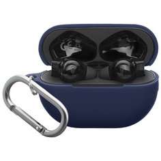 Силиконовый чехол с карабином для Huawei Freebuds Pro, синий Deppa