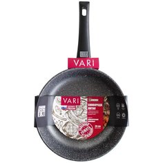 Сковорода VARI "Классическая каменная" литая, серая, 28 см, со съемной ручкой, с антипригарным покрытием