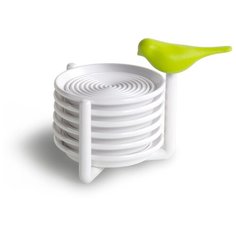 Набор подставок под чашки Qualy Sparrow, белый с зеленым